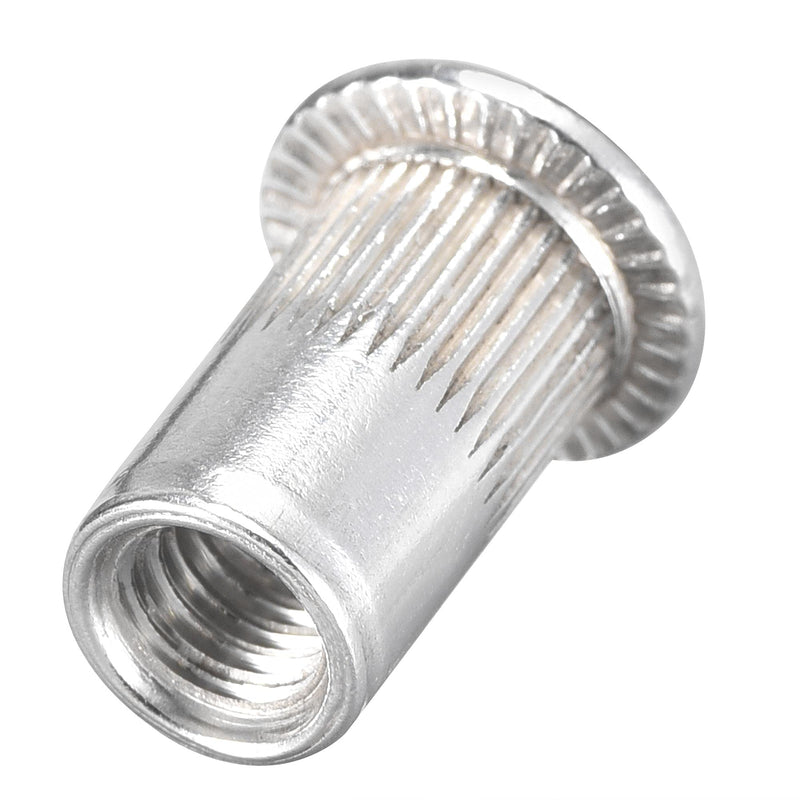 [Australia - AusPower] - uxcell #10-32 Rivet Nuts Aluminium Alloy Knurled Flat Head Threaded Insert Nut Silver 25pcs 