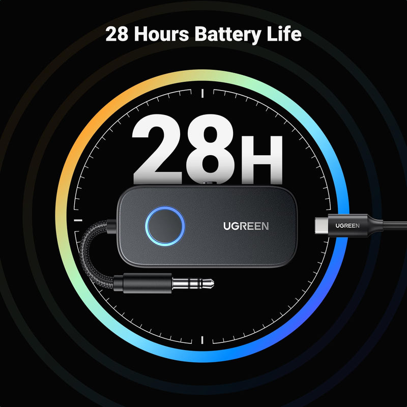 [Australia - AusPower] - UGREEN Airplane Bluetooth 5.2 Transmitter Adapter for Airpods or Headphones Dual Pairs, 2-in-1 Wireless Bluetooth 3.5mm Aux Audio Transmitter/Receiver for Flight, TV, Car Stereo, Treadmill 