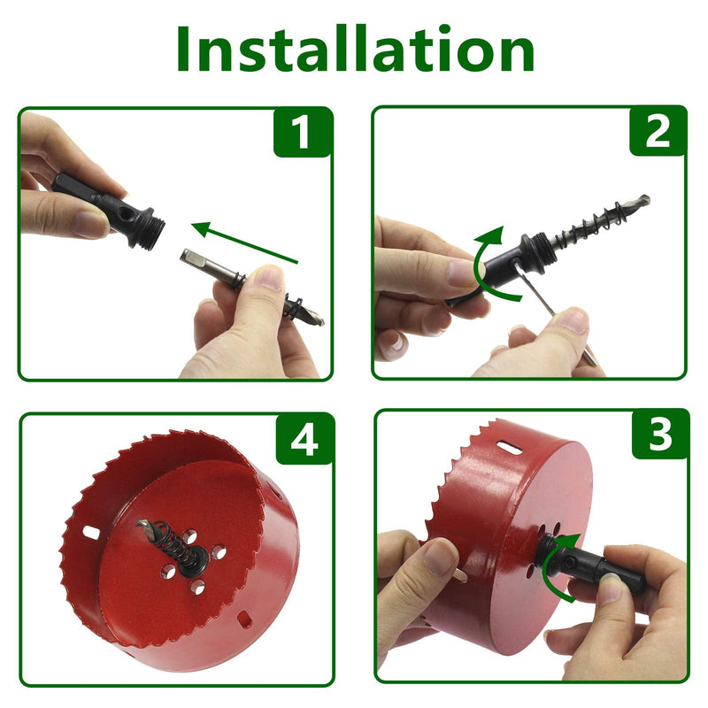 [Australia - AusPower] - Luomorgo 100mm/4" Hole Saw, 1.4 inch Cutting Depth HSS Bi-Metal Hole Cutter for Wood Cornhole Boards Plastic Drywall & Metal Sheet Red 4" / 100mm 