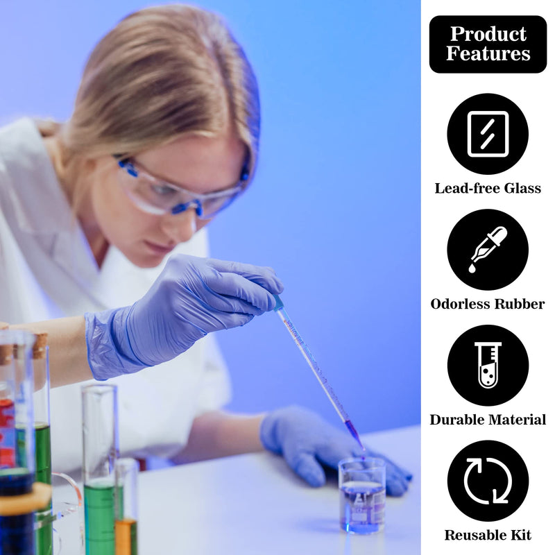 [Australia - AusPower] - 3Pcs Glass Pipettes Dropper, 10ml Graduated Liquid Dropper with Rubber Bulb and Cleaning Brush, Transfer Pipettes for Essential Oil 