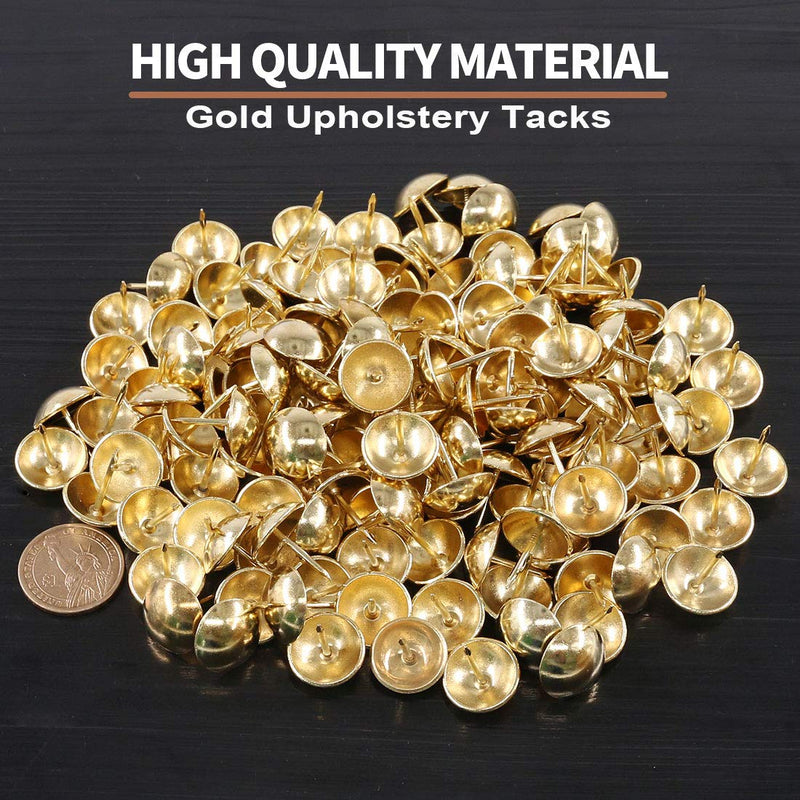 [Australia - AusPower] - Keadic 200Pcs 3/4" (19mm) Antique Upholstery Tacks Furniture Nails Pins Assortment Kit for Upholstered Furniture Cork Board or DIY Projects - Gold 3/4" (19mm) - 200Pcs 