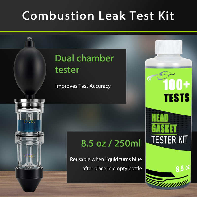 [Australia - AusPower] - Dual-Chamber Head Gasket Tester Kit,Accurately and Quickly Detects Leaks in Head Gasket,Combustion Leak Tester—Compatible with Most Gasoline/Diesel Vehicles Models,Saves Time and Repair Costs 