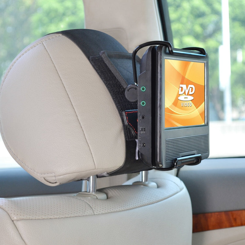 [Australia - AusPower] - TFY Universal Car Headrest Mount Holder with Angle- Adjustable Holding Clamp for 7-9 Inch Swivel Screen Portable DVD Players, Black 