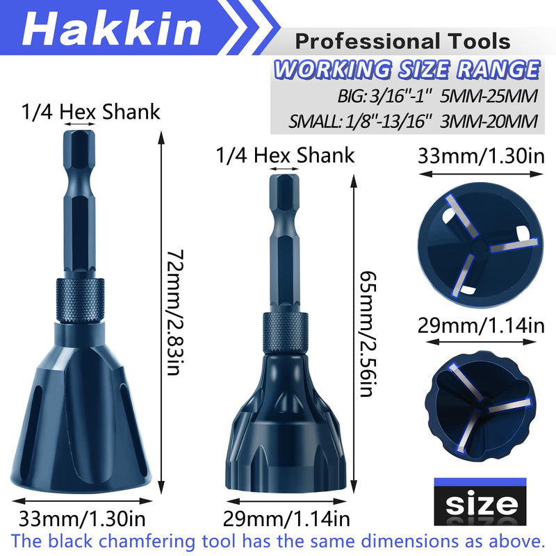 [Australia - AusPower] - 4Pcs Deburring External Chamfer Tool with Tungsten Carbide Blade, Hakkin Bolt Deburring Chamfering Drill Bit Remove Burr Tools, All Thread Deburring Tool with Hex Shank - Fits 1/8" to 1" (3-25mm) A 4Pcs Upgrade (Blue+Black) 