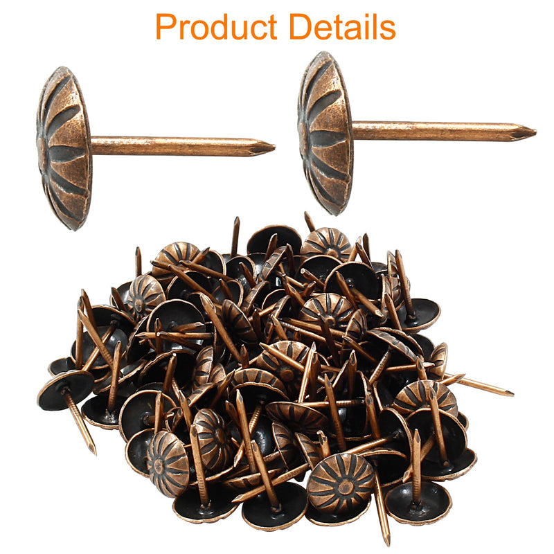 [Australia - AusPower] - 100PCS Red Bronze Upholstery Decorative Tacks, Antique Furniture DIY Nails Upholstery Daisy Stud for Sofa, Door and Craft (11 * 16MM) 100PCS 