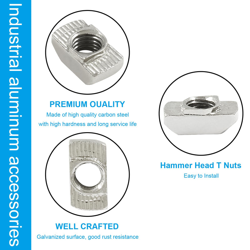 [Australia - AusPower] - 50Pcs 4040 Series T Nuts Carbon Steel,M8 T Slot Nut Hammer Head Fastener Nut Assortment for Aluminum Profile 50 40S-M8 
