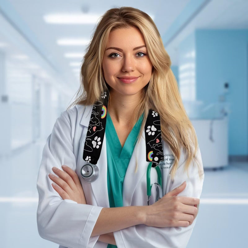 [Australia - AusPower] - Nurses Week Gifts Black Stethoscope Cover Dog Paw Print Stethoscope Sleeve 2 Pack Stethoscope Protective Cover Cute Stethoscope Cover Sleeve Nurse Gifts for Women Dog Paw Print Black 