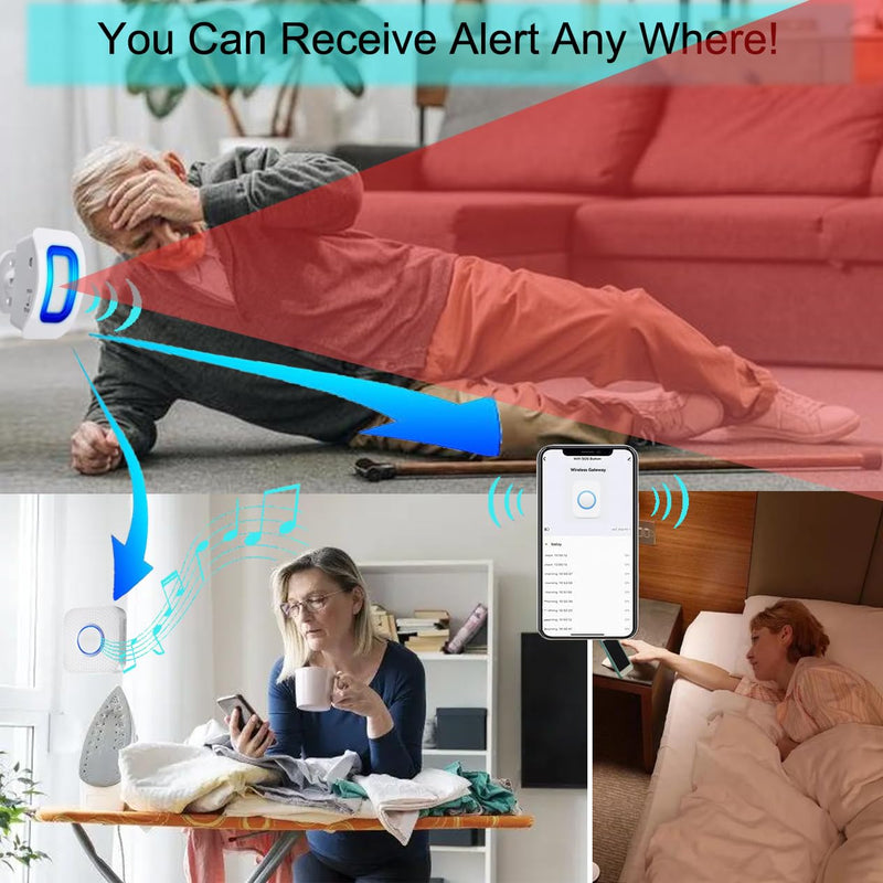 [Australia - AusPower] - WiFi Smart Bed Sensor Alarm and Fall Prevention for Elderly/Adults/Seniors, Dementia,Wireless Caregiver Motion Sensor Alarm with App (only Supports 2.4GHz WiFi) 