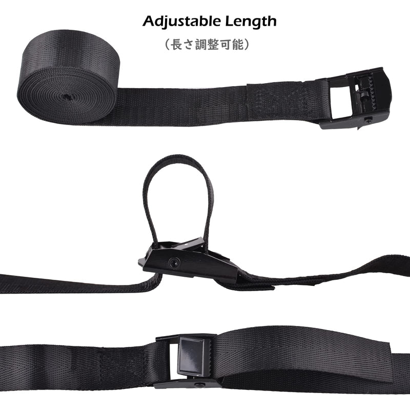 [Australia - AusPower] - TRIWONDER Cinch Tie Down Strap Lashing Straps Heavy Duty Nylon Straps with Cam Buckles for Cargo, Trucks, Boat, Motorcycle,SUP, Kayak, Canoe, Trailer (1m, Black - 4 Pack) 01# Black - 4 Packs 3.3 FT 