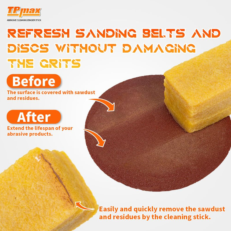 [Australia - AusPower] - 2 x Sanding Belt Cleaner Sanding Belt Cleaning Block 200 x 40 x 40 mm | High Quality Natural Rubber | Efficient Cleaning for Sanding Belts & Sanding Discs 2 Pack Large 