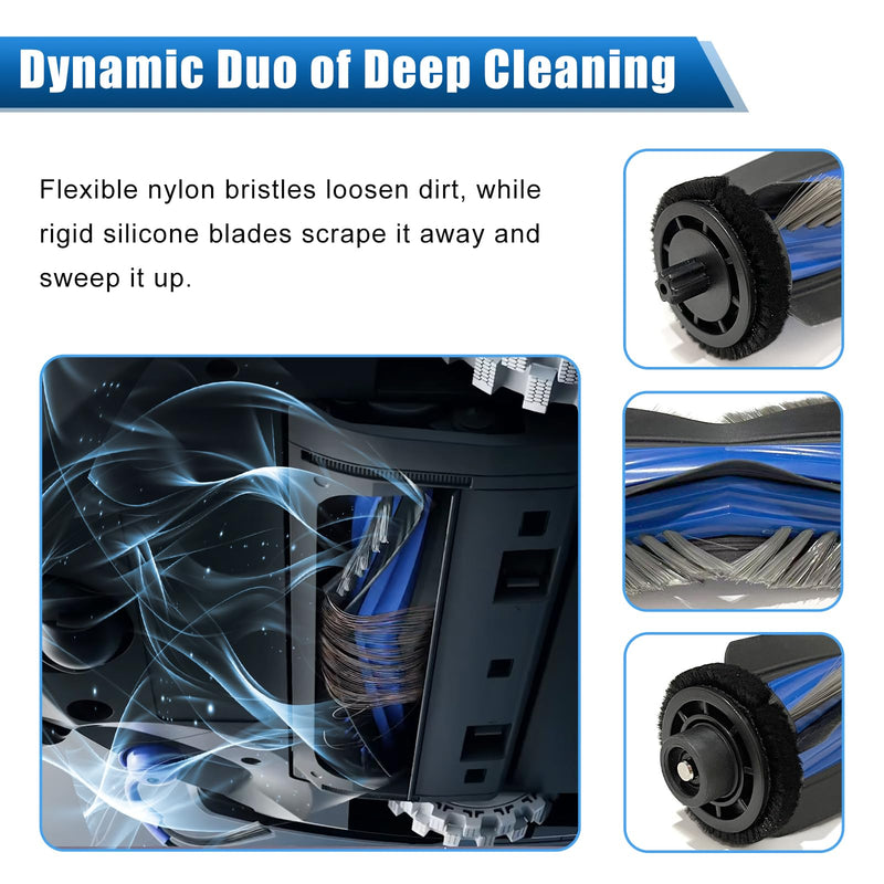 2 Pack Main Brush Replacement Parts Compatible with Ecovacs Deebot X11 Omni-Cyclone, X9, X9 Pro Omni, T50 Max Robot Vacuum Cleaner, Anti-Tangle Roller Brush, Multi-Surface Rubber Brush Accessories