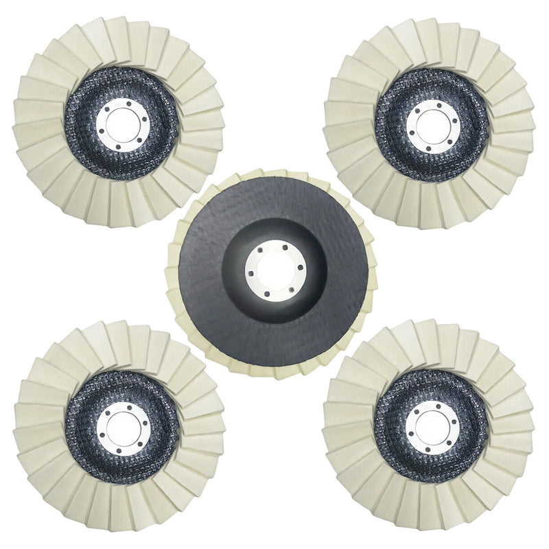 5 Pcs Wool Felt Flap Polishing Discs, Corrugated Buffing Wheel Pad for Angle Grinder Stainless Steel, Aluminum Metal Surface Finishing Restoration Kit