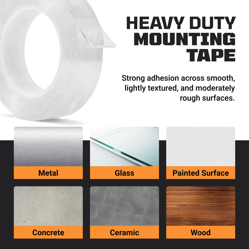 TOOLTROOPERS Wall-Safe Double-Sided Mounting Tape - Heavy-Duty 2-Sided Adhesive Tape - Damage-Free Removal, No Residue - Easy-Peel Liner for Home, Office, DIY, Posters & Signs – 16.4 ft Roll (Clear)