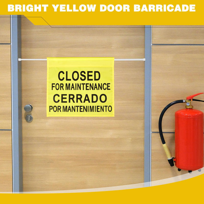 Leinuosen 1 Pcs Closed for Maintenance Safety Sign with English and Spanish Text 27.56-51.18 Inch Expandable Yellow Commercial Hanging Doorway Safety Sign Banner for Restroom Office Hotel