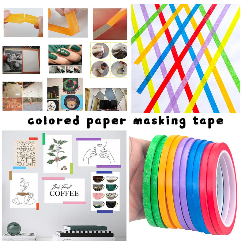 JINBING Washi Paper Masking Tape Art Tape for DIY Nail Arts Drawing Pattern Making 1/4 Inch x 27 Yard (Apple Green) Apple green