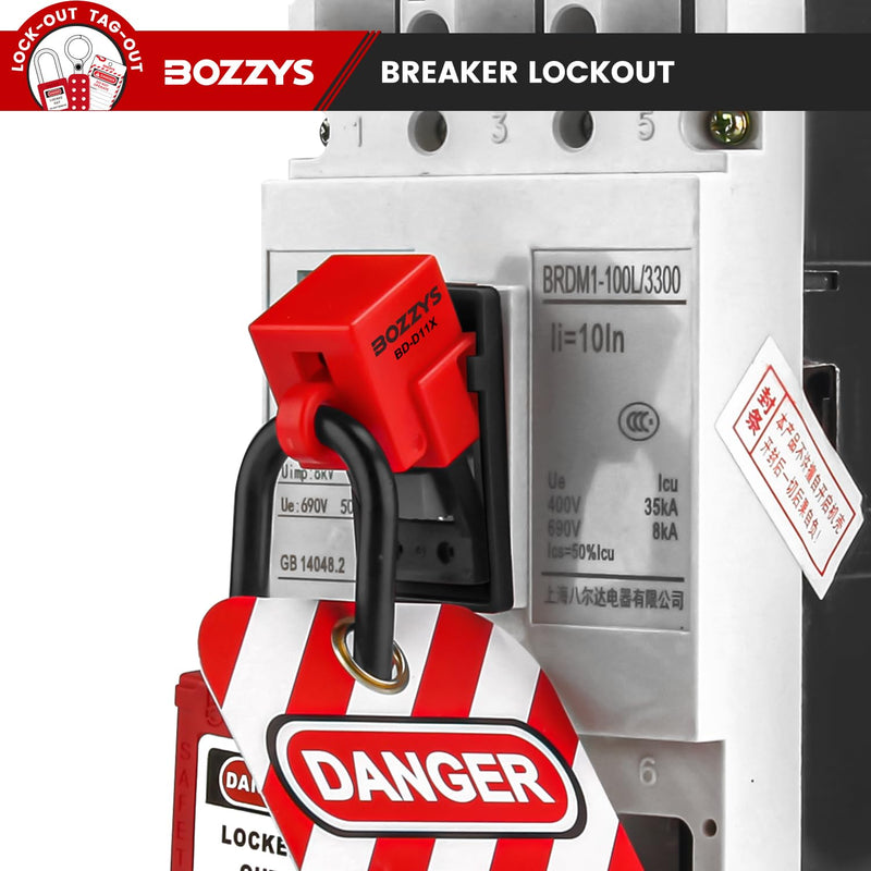 [Australia - AusPower] - Electrical Circuit Breaker Lockout Device with Insulated Loto pad Locks(Nylon Shackle) for 120/277 Volt Single Pole Clamp-on Breaker Lock Out Tag Out,OSHA Compliant BD-D11X-KIT with locks 