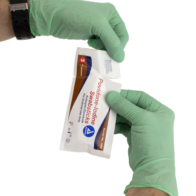 [Australia - AusPower] - Dynarex Povidone Iodine Swabsticks, Convenient Antiseptic to Ensure Skin Preparation, Brown, 1 Box of 25 Foil Packets, 3 Swabsticks Per Foil Packet 