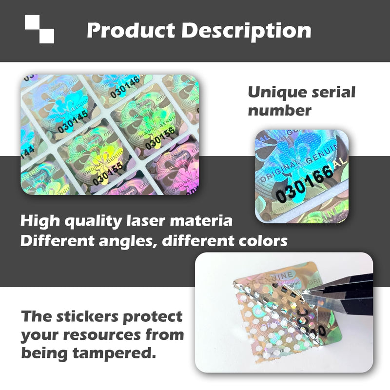 380PCS Hologram Tamper evident Stickers,Original Security Labels/Seals,Tamper Proof Warranty Void Sticker with Serial Number(0.6Inch X 0.6Inch)