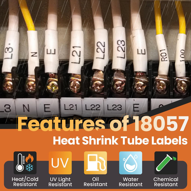 [Australia - AusPower] - Compatible with Dymo 18057 Rhino 3/4" Heat Shrink Tube 19mm a18057, Work with DYMO Industrial Label Maker 4200 5200 5000 6000, Black on White, 3/4" x 4.9', 4-Pack 3/4“ (19mm) 