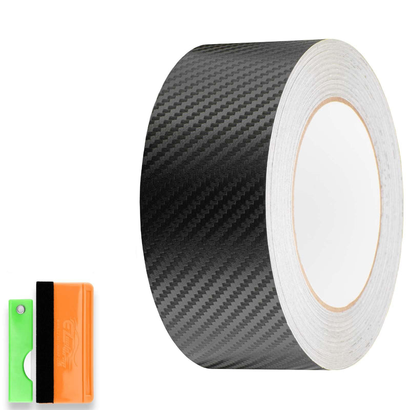 2 in x 75 FT 3D Carbon Fiber Black Vinyl Wrap Kit Sticker Decal for Black Out Chrome Remove Window Trim Door Trim Self-Adhesive Air Release Waterproof and Scratch DIY 2 in x 75 FT