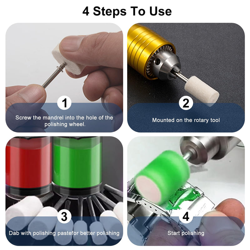 [Australia - AusPower] - 117PCS Dremel Polishing Kit, Polishing Wheel with 2 Polishing Compound，Dremel Polishing Bits for Resin,Jewelry,Metal,Watch 