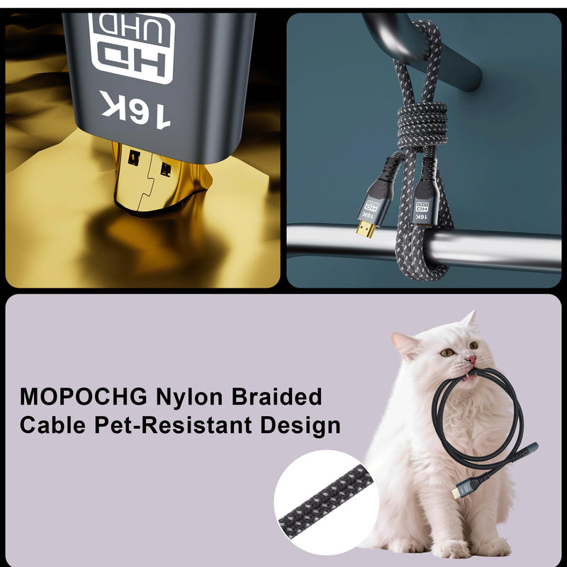 16K HDMI Extension Cable 5FT, 96Gbps Ultra High Speed HDMI Extender, HDMI 2.2 Male to Female Adapter Compatible with 16K@60Hz 8K@120Hz 4K@240Hz HDR eARC, for PS5/Xbox/Fire TV/Roku/Laptop