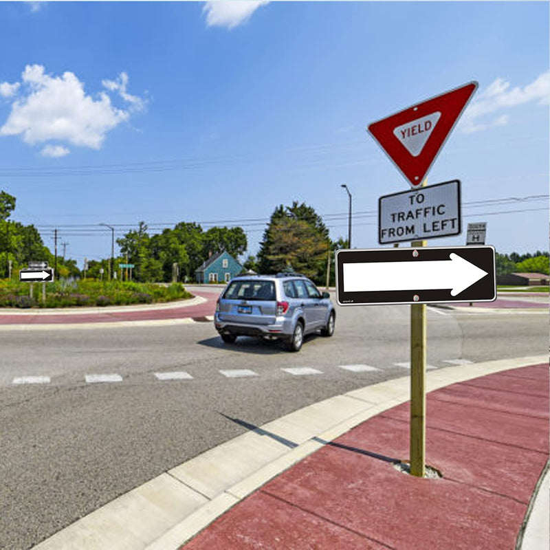 2 Pack Left Right Arrow Signs, Enter Only Arrow Road Sign, 18 x 6 Inches Reflective Rust Free Aluminum, UV Protected,Black for Street Road Black - 2 Pack