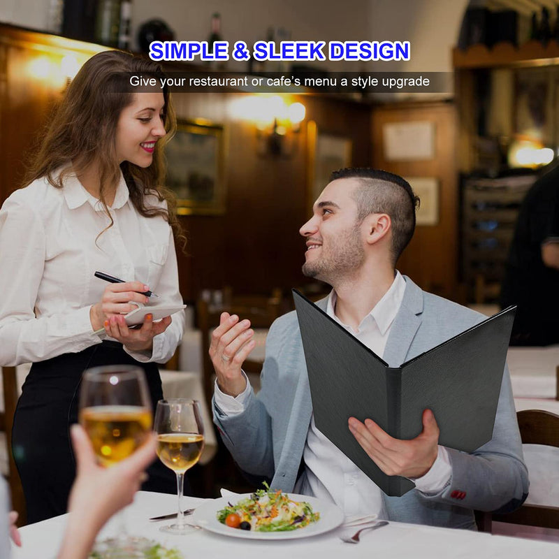 [Australia - AusPower] - Restaurant Menu Covers Holders 8.5 X 14 Inch, Double View Leather Menu Holder Covers, Black Leather Menu Covers for Wine List, Drinks, Cafes, Bar, Hotel(8.5" X 14"/2 View-Book Style/1 Pack) 8.5x14 inch/2 View-Book Style/1 pack 