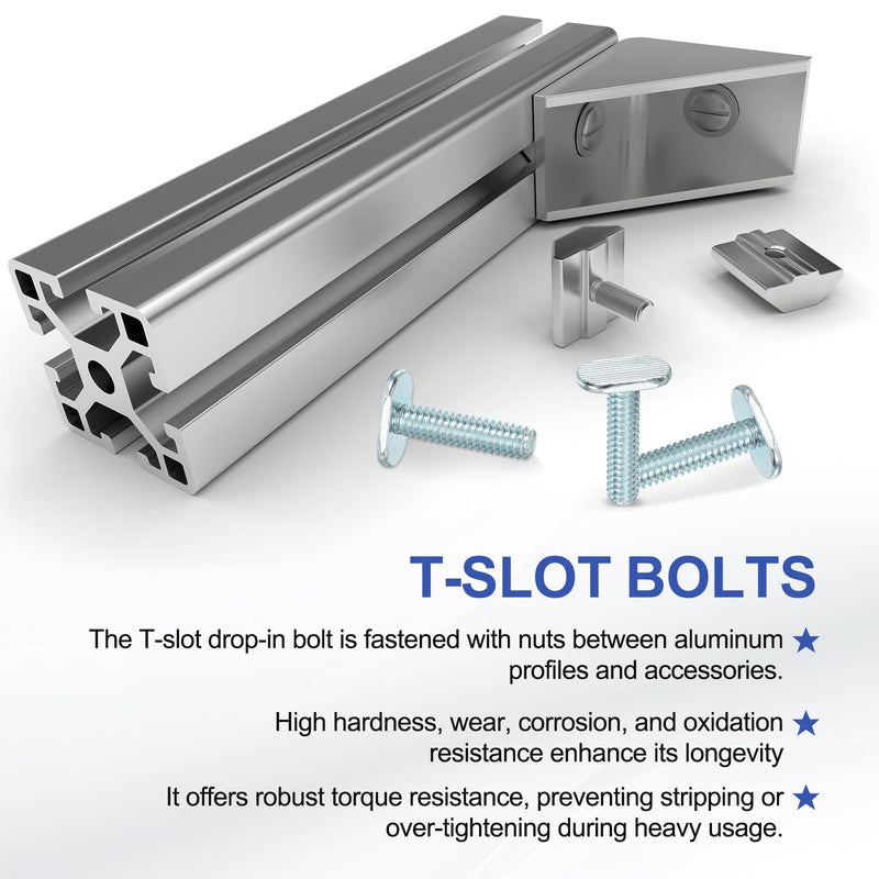 [Australia - AusPower] - PATIKIL 1/4"-20 t Track Bolts, 20 Pack 1 Inch T-Slot Bolts Kayak Rail Bolt Accessories for Universal t Track Woodworking Jigs and Fixtures, Silver 1/4"-20x1" 