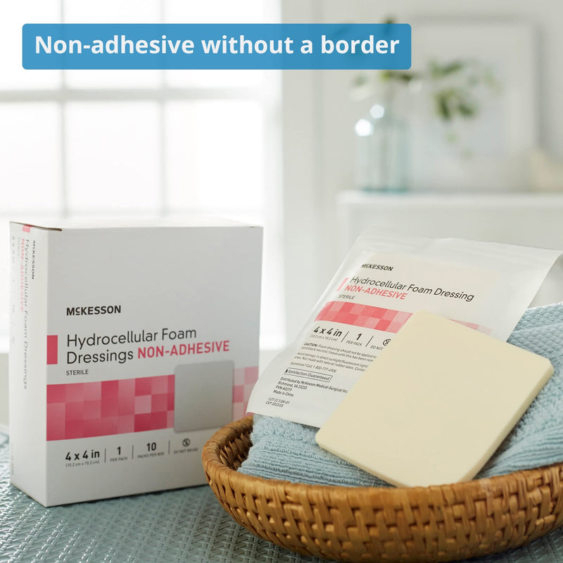 [Australia - AusPower] - McKesson Hydrocellular Foam Dressings, Sterile, Non-Adhesive, Pad 4 in x 4 in, 10 Count, 1 Pack 10 Count (Pack of 1) 