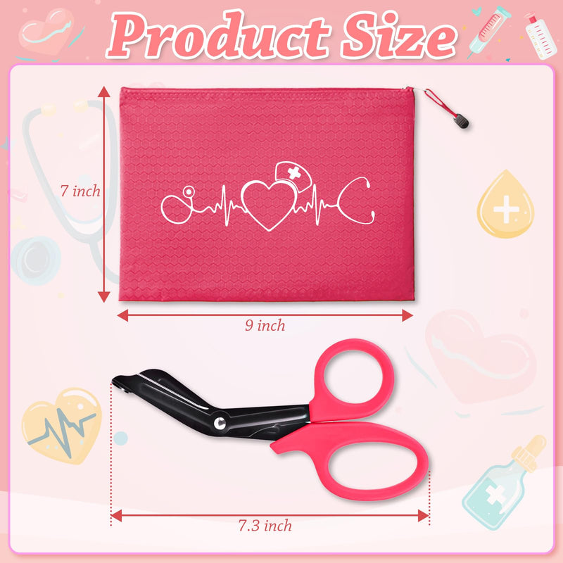 [Australia - AusPower] - 10 Pack Nurse Tools Set, Pink Nurse Accessories for Work with 1 Trauma Bandage Shear, 2 LED Pen Lights, 3 Pens(Marker, Ballpoint, Highlighter), 1 Flashlight, 1 Badge, 1 Keychain and Packaging Bag 