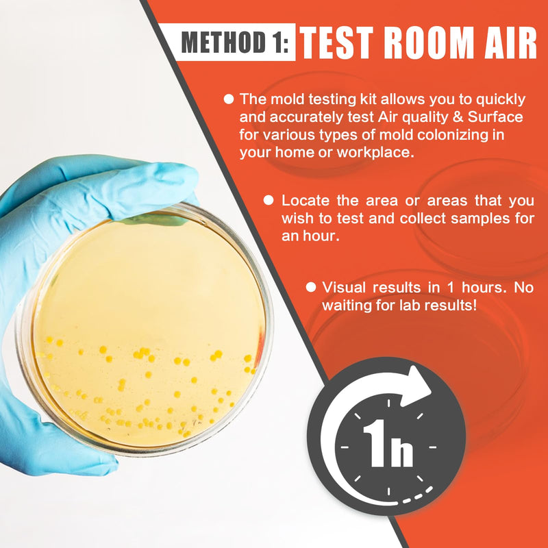 Mold Testing Kit for Home Air Quality - Test 10 Room, DIY Home Mold Detector Kit, Home Air & Surface, HVAC Indoor Quick Mold Testing Kit for Home, Identification & Remove Guide Included