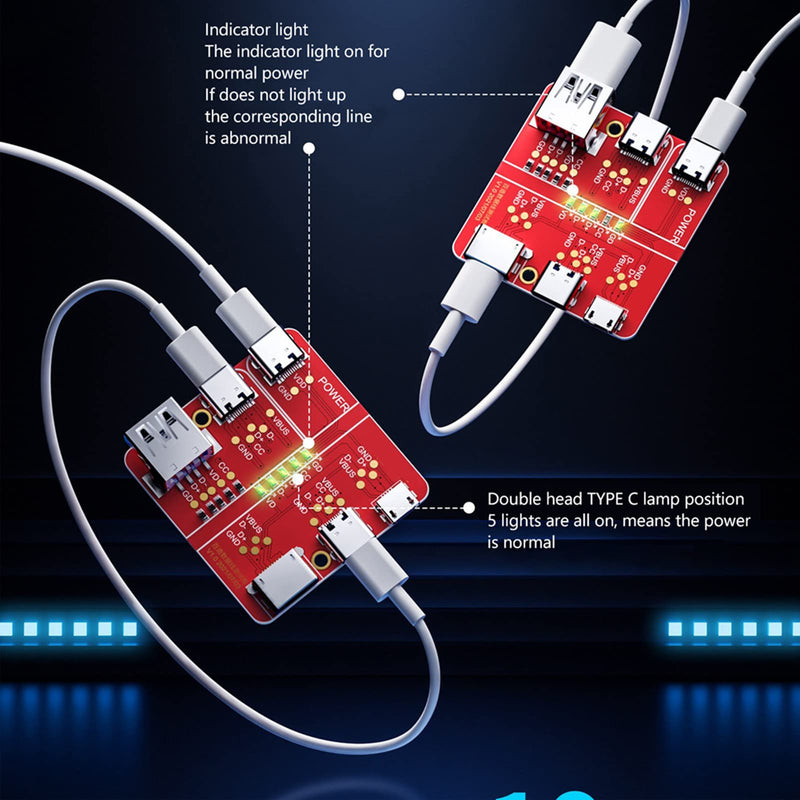 [Australia - AusPower] - USB Cable Triad Tester, Charging Test Card 3 in 1 Data Wire Test Fixture Accurate Type C Micro for Testing Research 