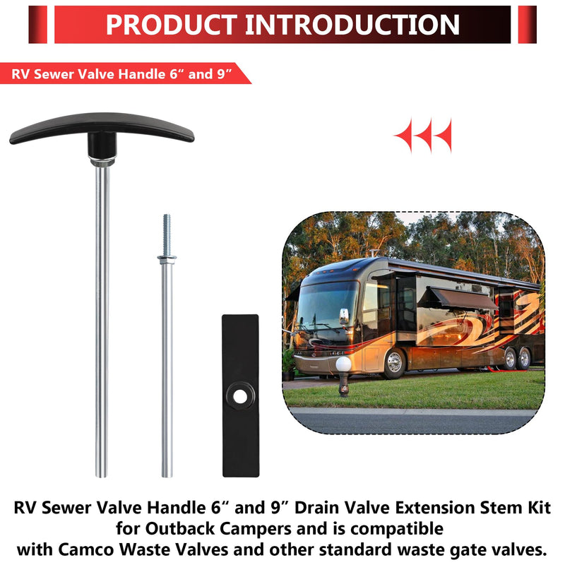 [Australia - AusPower] - RV WasteValveTube Extension Kit 6"and 9",rv black water handle replacement,rv waste tank handle,rv black tank pull handle replacement fits for Valterra,Camco Waste Valve and other rv gate valve handle 