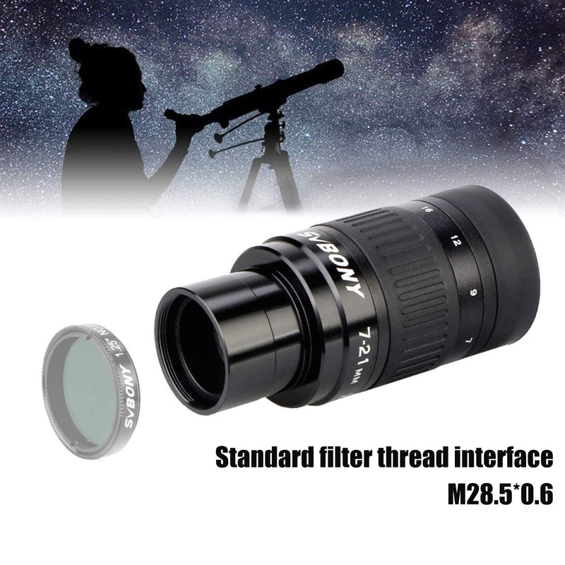 [Australia - AusPower] - SVBONY SV135 Zoom Eyepiece, Zoom 7 to 21mm 1.25 Inch Telescope Eyepiece, 6 Element 4 Group Telescope Accessories for Astronomic Telescopes Visual 7-21mm 