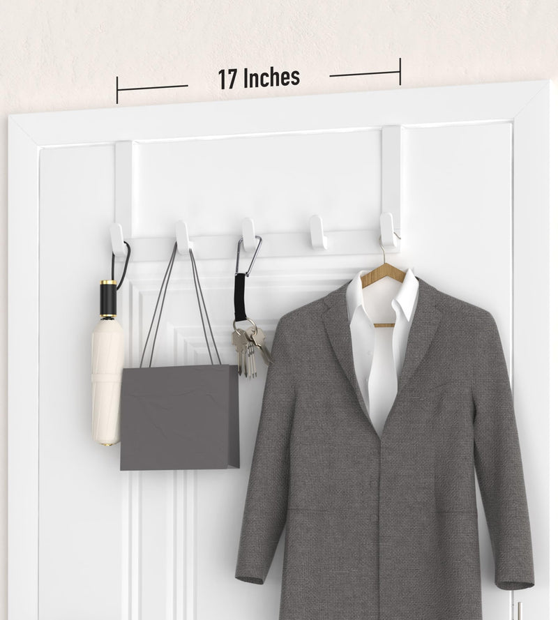 [Australia - AusPower] - Over The Door Hooks Hanger with Extended Arms for Easy Use by Women - Bathroom Accessories and Towel Rack Organization - 1 Pack, White Pack of 1 