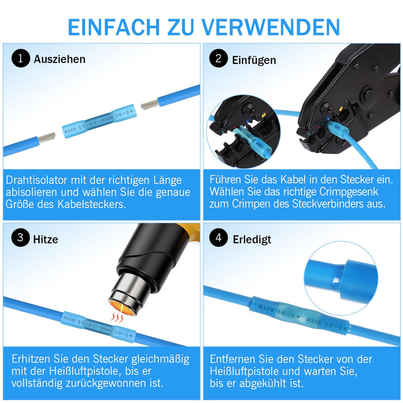 Kuject Crimp Connector Set of 100 Cable Connectors Butt Connector Waterproof Shrink Connector 10-26 AWG Butt Connector 1 Multicolored-100 pcs
