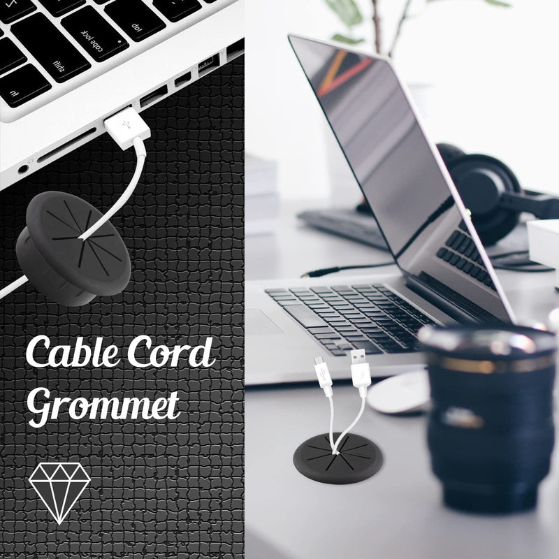 [Australia - AusPower] - 2pcs 2 Inch Cable Grommet, Flexible Desk Grommet, Cable Cord Hole Plug Wire Hole Cover for Desk, Table, Wire Pass Through (Black) Black 