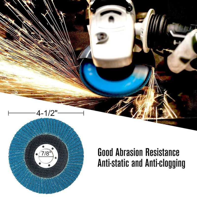 [Australia - AusPower] - Flap Discs 4 1/2 Inch, 5-Pack 4.5" x 7/8" T29 Premium Zirconia Abrasive Grinding Wheels, 40/60/80/120 Assorted Grits Flap Sanding Disc for Metal,Stainless Steel 40/60/80/120 Grit Assorted 