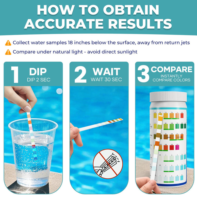 [Australia - AusPower] - Pool Test Strips: 200CT 7-Way Professional Hot Tub & Spa Test Kit for Bromine pH Total Chlorine & Hardness Cyanuric Acid and More Accurate Testing Above Inground Swimming Pool Water (200) 200 