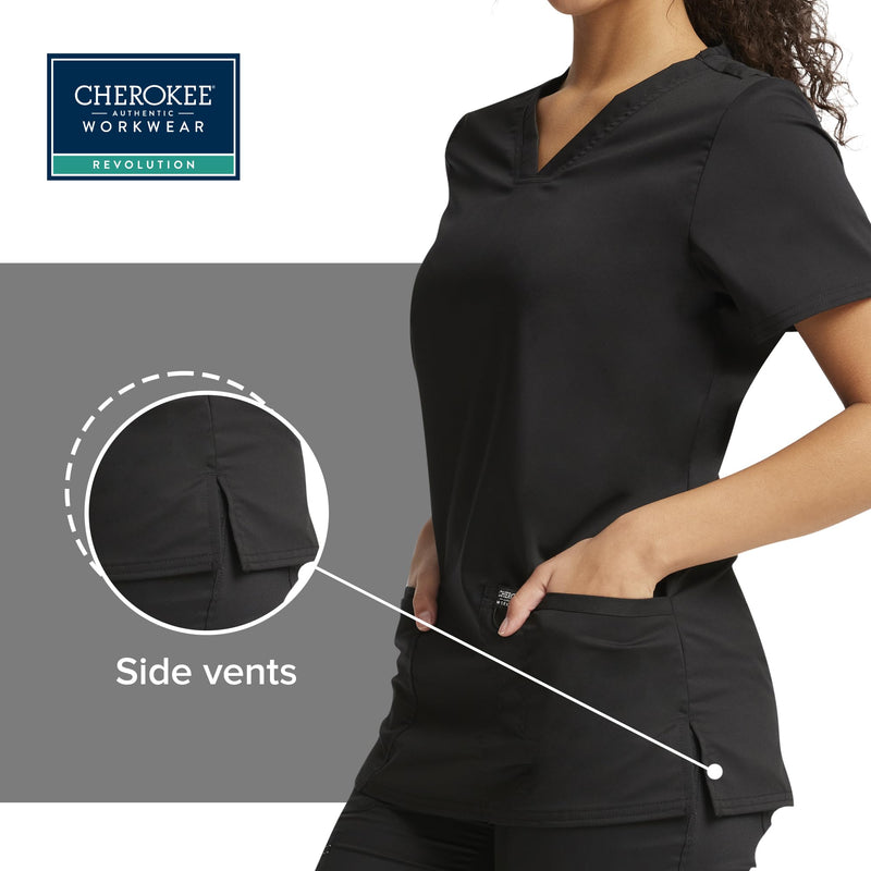 [Australia - AusPower] - V-Neck Scrubs for Women Workwear Revolution, Soft Stretch, Easy Care WW620 Medium Black 