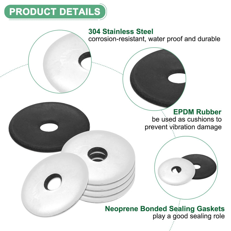 [Australia - AusPower] - 10-Pack EPDM Bonded Sealing Rubber Washers, 304 Stainless Steel 5/16" x 1-1/4" OD Neoprene Rubber Washers Gasket for Bolts/Screws/Machinery/Ships/Roof 5/16" x 1-1/4" 10 