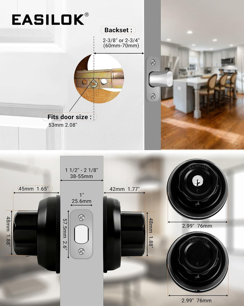 [Australia - AusPower] - EASILOK Deadbolt Lock, A3 Twist-to-Lock Keyless Single Cylinder Deadbolt Door Lock with Anti-Mislock Button for Front Door 