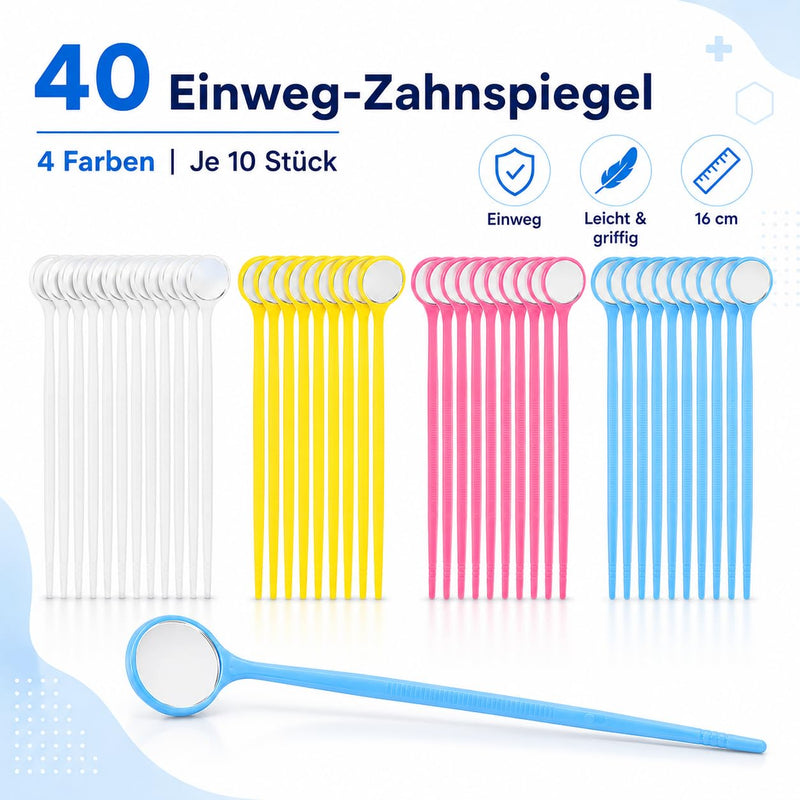 SUPVOX Disposable Plastic Dental Mirrors - Pack of 40