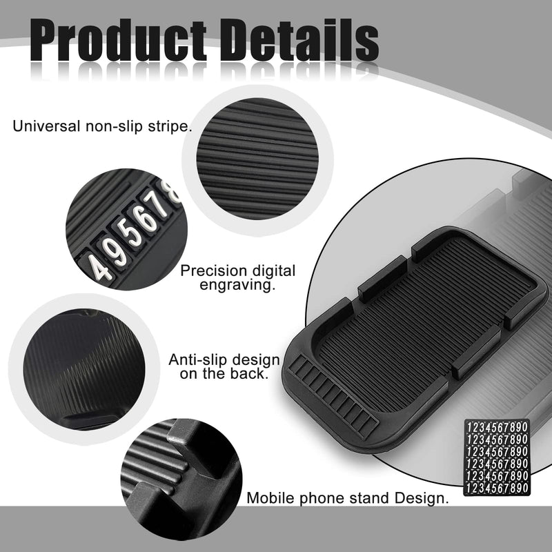 [Australia - AusPower] - Car Dashboard Cell Phone Holder, Anti-Slip Pad Double-Groove with Number Plate Auto Silicon Tray, Silicone Car Pad Mat for Various Dashboards,Phone GPS Keychains Sunglasses Mat 