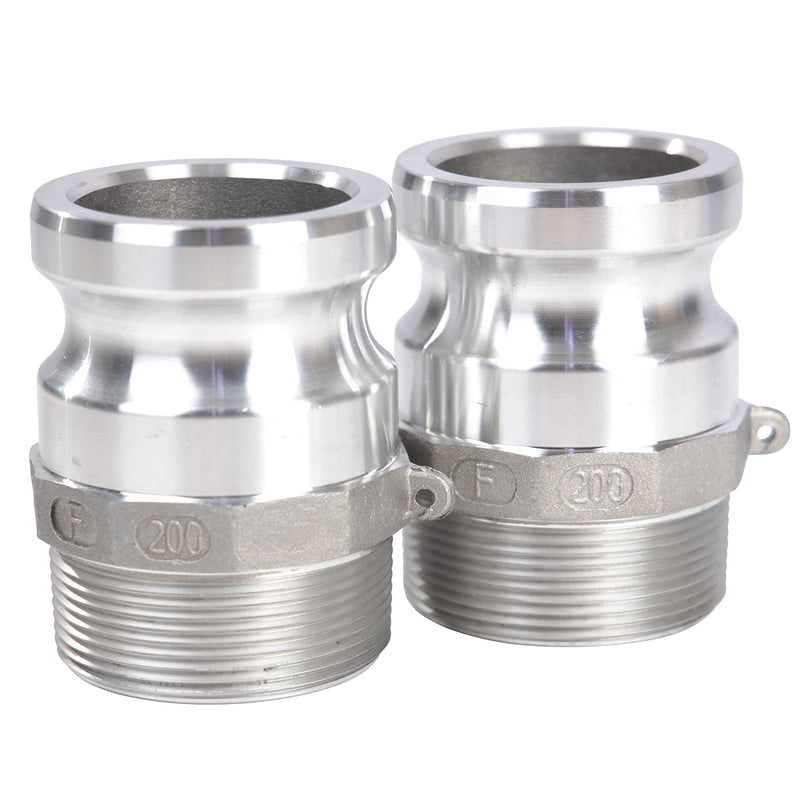 [Australia - AusPower] - 2 pcs Aluminum Camlock (2" Part F) Cam & Groove Hose Fittings, cam Lock Fittings Male Adapter x Male NPT Thread cam Lock Fittings camlock Coupling (2'') 2 