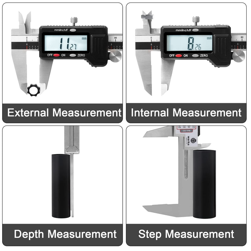 [Australia - AusPower] - Digital Caliper, 0-6 Calipers Measuring Tool, Micrometer Caliper with 0.001High-accuracy,Inch/Fraction/Millimeter Conversions Button,4 Measuring Ways, Stainless Steel Construction 6000150 