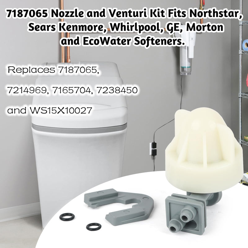 [Australia - AusPower] - Water Softener Nozzle and Venturi Assembly 7187065 Replacement, Compatible with GE, Kenmore, Morton, Whirlpool, NorthStar, Rheem Replaces 7187065, 7214969, 7165704, 7238450 and WS15X10027 
