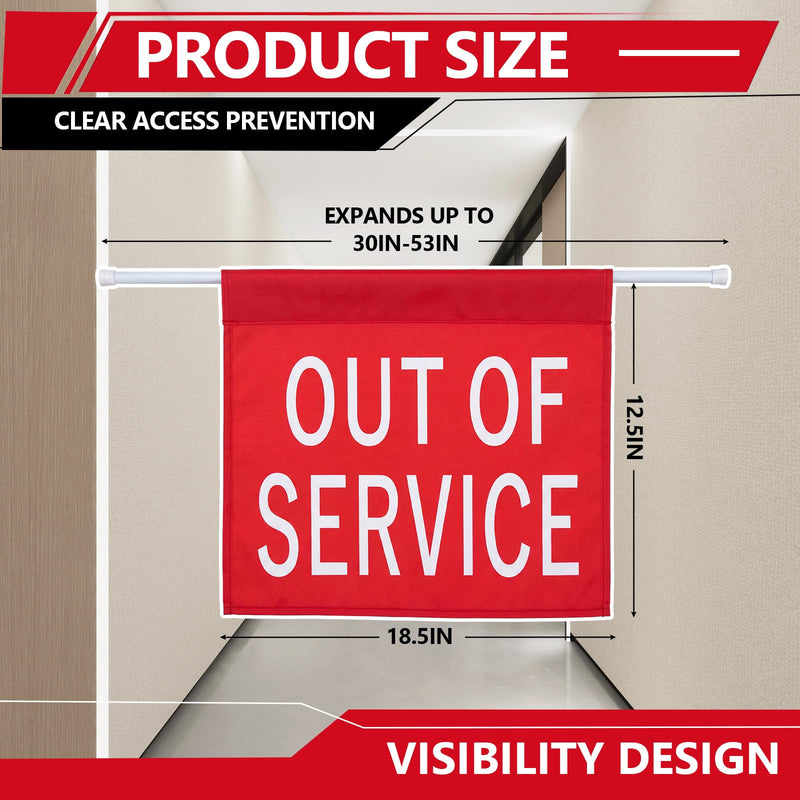 Leinuosen Out of Service Sign with 27-51 Inch Adjustable Tension Pole, Hanging Caution Door Barricade Sign for Bathroom Cleaning, Closed Restroom, Maintenance Area, Commercial Facilities, Elevator