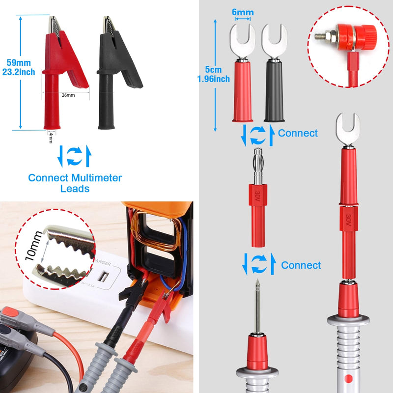 [Australia - AusPower] - Multimeter Test Leads Set,21PCS Digital Electrical Test Probes Set with Alligator Clips,SMD IC Test Hook Clip,Test Tweezer,Spade Plug,Replaceable Precision Sharp Probes for Multimeter Testing Test Kit-2 